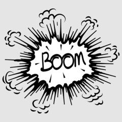 Doodle hand drawn of Comic Style Bubbles. with handwritten phrases boom. use for concept design. vector illustration