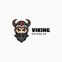 Vector Logo Illustration Viking Mascot Cartoon Style.