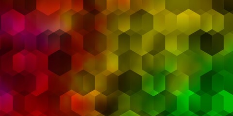 Fototapeta na wymiar Light Multicolor vector background with set of hexagons.