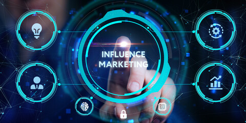 Influencer marketing concept. Business, Technology, Internet and network concept.