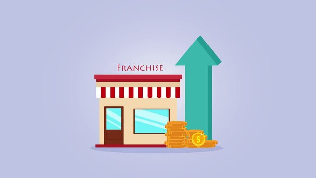 Businesswoman sitting with growing franchise store