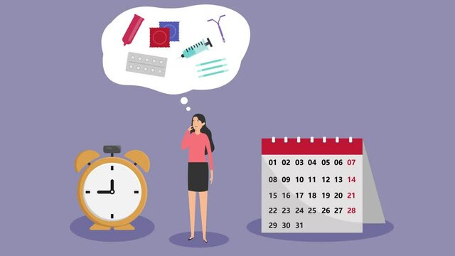 Confused woman think about contraception device