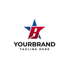 Vector graphics of alphabet symbol with star element with letter B. star logo design concept template © Saiful