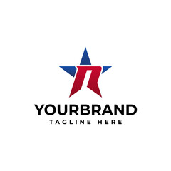 Obraz premium Vector logo template with letter N with star elements. star logo design concept template