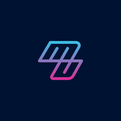 MU initial letter logo, simple minimalist with beautiful colors. modern line logo design concept template