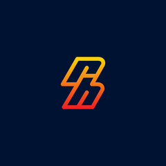 small letter rh logo, yellow orange logo, modern and simple logo design.. modern line logo design concept template