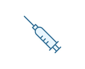 Syringe flat icon. Thin line signs for design logo, visit card, etc. Single high-quality outline symbol for web design or mobile app. Medical outline pictogram.