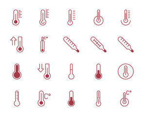 Thermometer design icons set. Thin line vector icons for mobile concepts and web apps. Premium quality icons in trendy flat style. Collection of high-quality color outline logo
