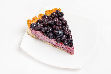 Sweet cheesecake with baked blueberries and cheese