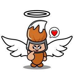 vector cartoon cute angel mascot costume character pen white brush with love chat bubbles