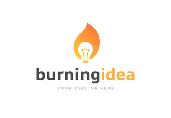 Fototapeta na wymiar Flame and light bulb logo combination. Creative logotype design template