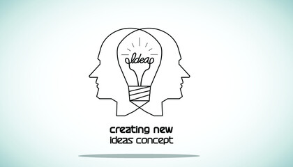 
Human head Light bulb two heads ,Outline logo,creating new ideas concept.