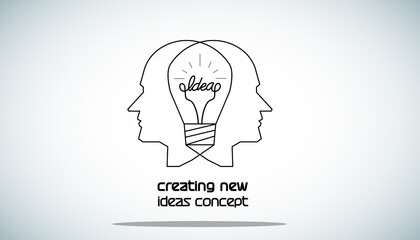 
Human head Light bulb two heads ,Outline logo,creating new ideas concept.