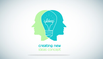 
Human head Light bulb two heads ,Outline logo,creating new ideas concept.