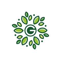 G letter leaf abstract flower logo design icon illustration