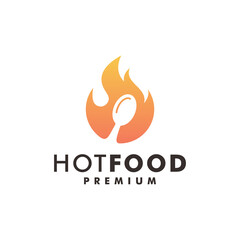 Hot food fire logo design flame icon illustration