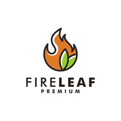 Nature fire leaf logo design hot flame icon illustration