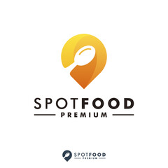 Spot food restaurant logo design pin icon illustration
