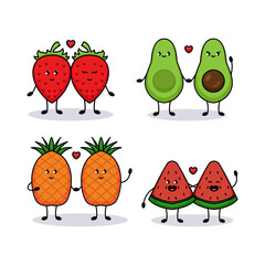 Cute couple fruits in Valentine's Day