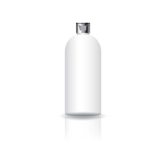 Blank white cosmetic round bottle with silver cap lid for beauty or healthy product mockup template.