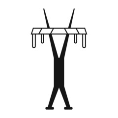 Electric tower. A power line support is a structure for holding wires. Support of an overhead power transmission line. Vector illustration isolated on a white background for design and web.