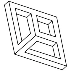 Optical illusion, impossible figure, isometric drawing. Isolated on a white background.