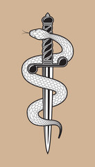 Dagger with snake icon, mythology concept. Vector illustration EPS 10