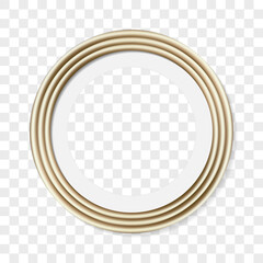 Gold circle picture frame. Vector illustration isolated on white background, EPS 10