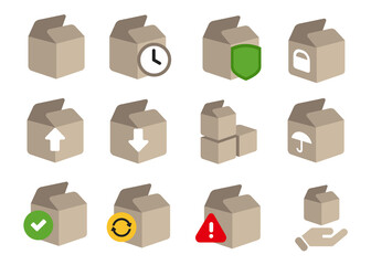 Fototapeta premium icon set of box cardboard transaction status step prom approved order on process rejected delivery received
