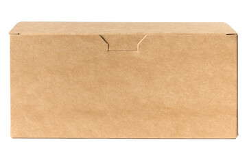 Empty brown cardboard box isolated on white background.