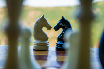 Chess Pieces - Knight. The knight is an amazing chess piece that can jump over obstacles. Chess knight - stock images and pictures © Artur Harutyunyan