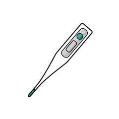 Medical thermometer for measuring the body temperature of patients on a white isolated background. icon. Vector cartoon illustration