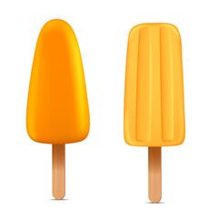 Set of bright realistic homemade frozen popsicle, vector realistic juicy ice cream icon
