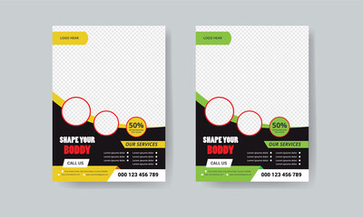 A4 Fitness Flyer Template. Modern and elegant design for flyer. Simple and clean Fitness flyer layout