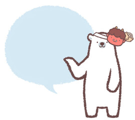 シロクマと節分のお面とフキダシ