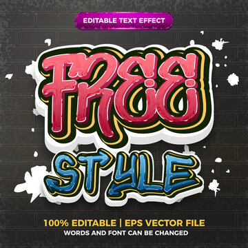 free style Graffiti art style logo editable text effect 3d