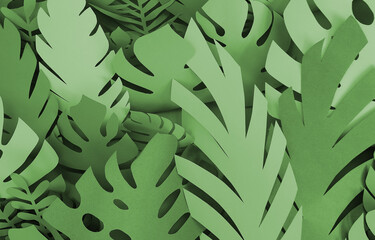 background of paper tropical leaves