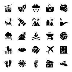 Glyph icons for summer.