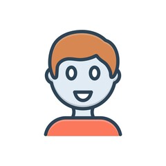 Color illustration icon for boy 