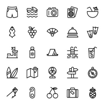 Outline icons for summer.