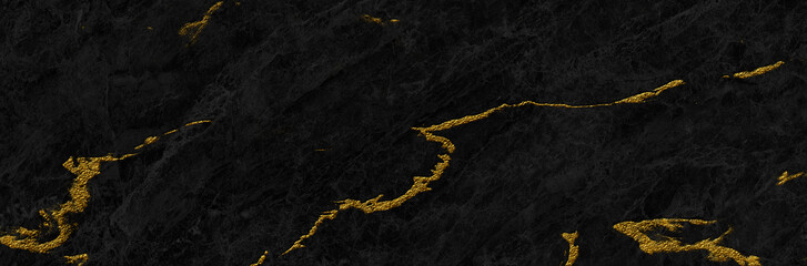 black marble with yellow veins.