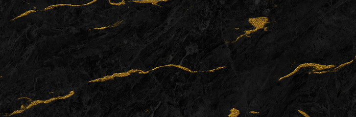 black marble with golden veins.
