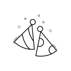 Vector party hats icons. Hats linear illustration. 10 eps illustartion.