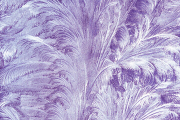 Fototapeta premium Frosty Glass Ice Background Ultra Violet And White Colors. Frost Ice Pattern. Winter Xmas Christmas Abstract Backdrop Background Or Texture