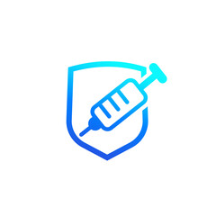 vaccine icon with a shield and a syringe