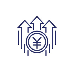 yen growth line icon, japanese money