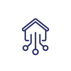 Smart home, house control line icon