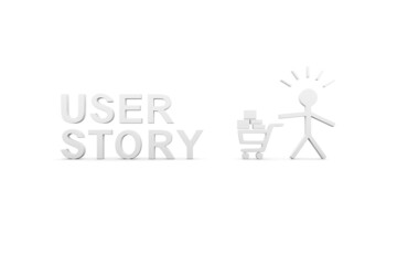 USER STORY concept white background 3d render illustration
