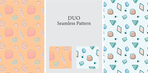 Duo Seamless Pattern Memphis Soft Collors Combinations