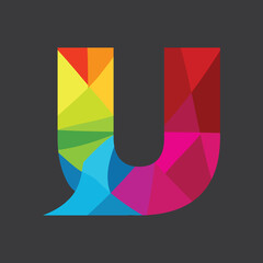 Illustration design letter u in abstract and colorful design style